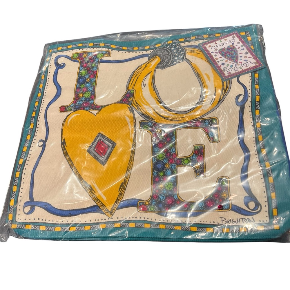 Brighton Teal and Yellow Love Tote Bag